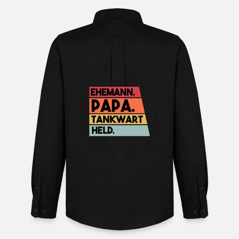 Ehemann Papa Tankwart Held - Männer Oxford Hemd von Stanley/Stella - Schwarz