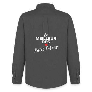 The best of the little brothers - Men's Oxford Shirt by Stanley/Stella - anthracite - Back - AI Model Male 185 dark (185cm)