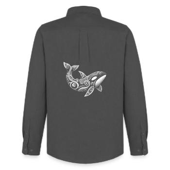 Plongeur orca tribal maori orque - Chemise Oxford homme Stanley/Stella - charbon - Dos - AI Model Male 185 dark (185cm)
