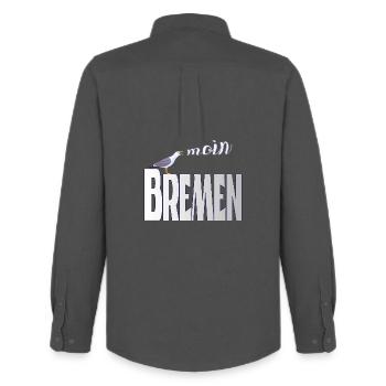 Bremen Möwe & Moin Design - Männer Oxford Hemd von Stanley/Stella - Anthrazit - Hinten - AI Model Male 185 dark (185cm)