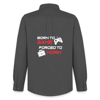 Gamer Work Ethic Graphic Tee - Men's Oxford Shirt by Stanley/Stella - anthracite - Back - AI Model Male 185 dark (185cm)