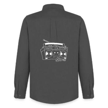 GDR Radio Recorder Enregistreur à cassettes Ostalgie 80s - Chemise Oxford homme Stanley/Stella - charbon - Dos - AI Model Male 185 dark (185cm)