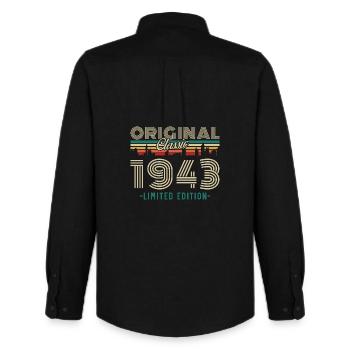 1943 Vintage Rétro Cadeau D’anniversaire - Chemise Oxford homme Stanley/Stella - noir - Dos - AI Model Male 185 dark (185cm)