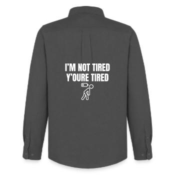 Cheeky saying: You're tired, not me - Men's Oxford Shirt by Stanley/Stella - anthracite - Back - AI Model Male 185 dark (185cm)