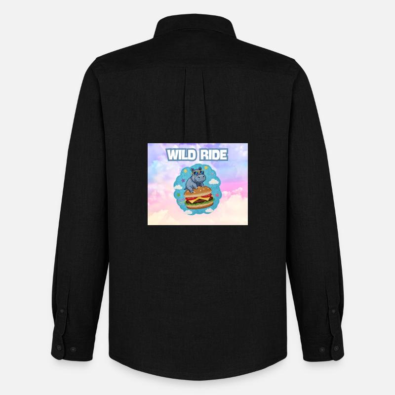 Wild Ride Hippo Burger Patch - Männer Oxford Hemd von Stanley/Stella - Schwarz