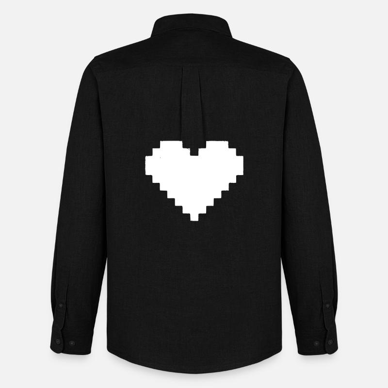 Pixel Herz 8-Bit Leben - Männer Oxford Hemd von Stanley/Stella - Schwarz