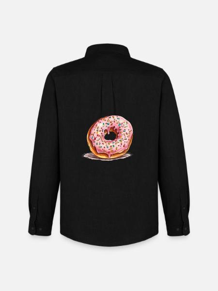 Pink donut with sprinkles - Men's Oxford Shirt by Stanley/Stella - black