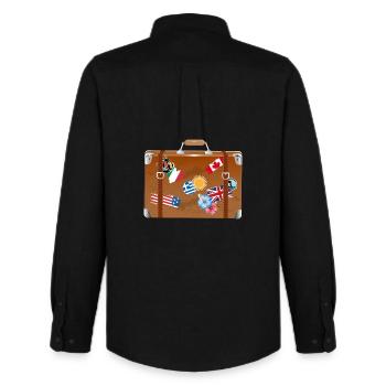 old travel suitcase with stickers from various countries - Men's Oxford Shirt by Stanley/Stella - black - Back - AI Model Male 185 dark (185cm)