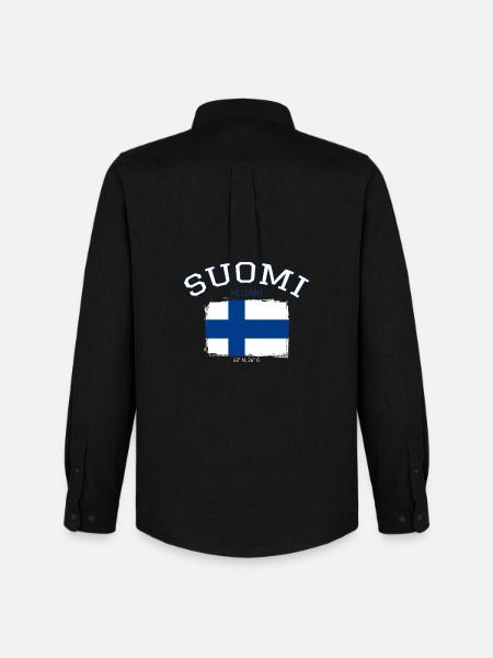 Finland flag with Helsinki reference - Men's Oxford Shirt by Stanley/Stella - black