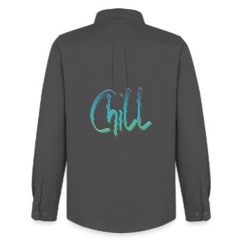 Chill mal wieder - Männer Oxford Hemd von Stanley/Stella - Anthrazit - Hinten - AI Model Male 185 dark (185cm)