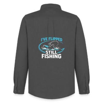 Capsized, fishing anyway | Kayak Humor - Men's Oxford Shirt by Stanley/Stella - anthracite - Back - AI Model Male 185 dark (185cm)