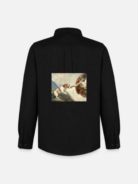 Dog God Hand Beagle Dog meme - Men's Oxford Shirt by Stanley/Stella - black