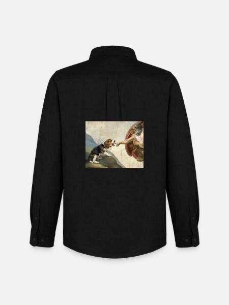 Dog God Hand Beagle Dog meme - Men's Oxford Shirt by Stanley/Stella - black