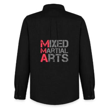MMA Combat Arts Martiaux Mixtes Arts Martiaux Logo - Chemise Oxford homme Stanley/Stella - noir - Dos - AI Model Male 185 dark (185cm)