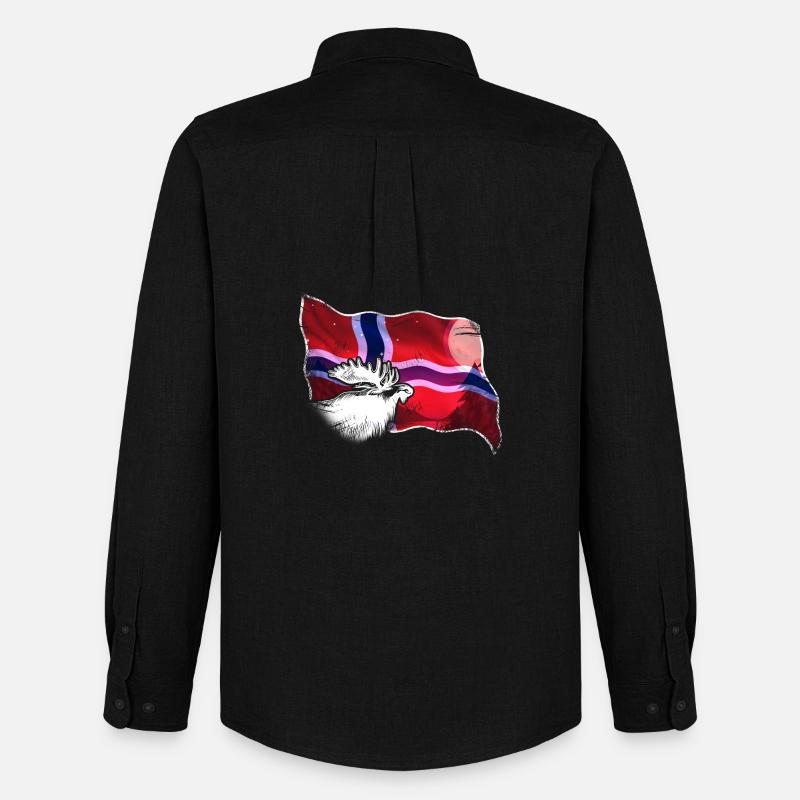 Norwegen - Männer Oxford Hemd von Stanley/Stella - Schwarz