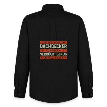 Geschickt & Verrückt – Dachdecker Design mit Humor - Männer Oxford Hemd von Stanley/Stella - Schwarz - Hinten - AI Model Male 185 dark (185cm)