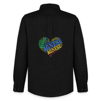 t-shirt Agnese word cloud heart gift idea - Men's Oxford Shirt by Stanley/Stella - black - Back - AI Model Male 185 dark (185cm)