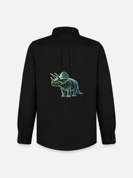 Triceratops Dinosaur Drawing Gradient Blue Green - Men's Oxford Shirt by Stanley/Stella - black