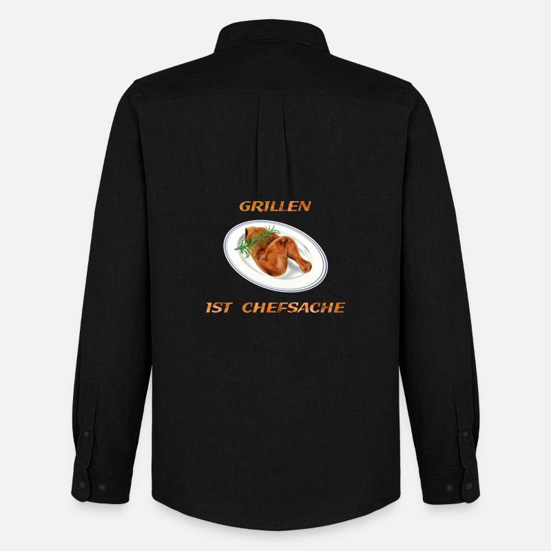 Hähnchen Grillen - Männer Oxford Hemd von Stanley/Stella - Schwarz
