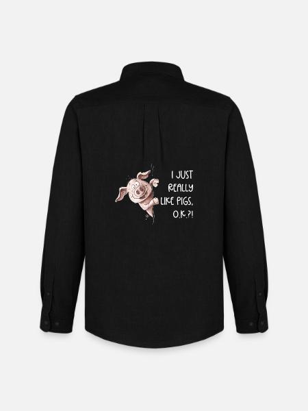 I Just Really Like Pigs Pig Pig - Men's Oxford Shirt by Stanley/Stella - black