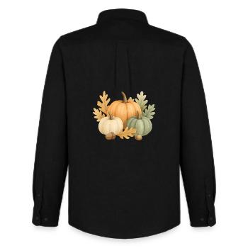 Pumpkins, oak leaves &amp; acorns - Men's Oxford Shirt by Stanley/Stella - black - Back - AI Model Male 185 dark (185cm)