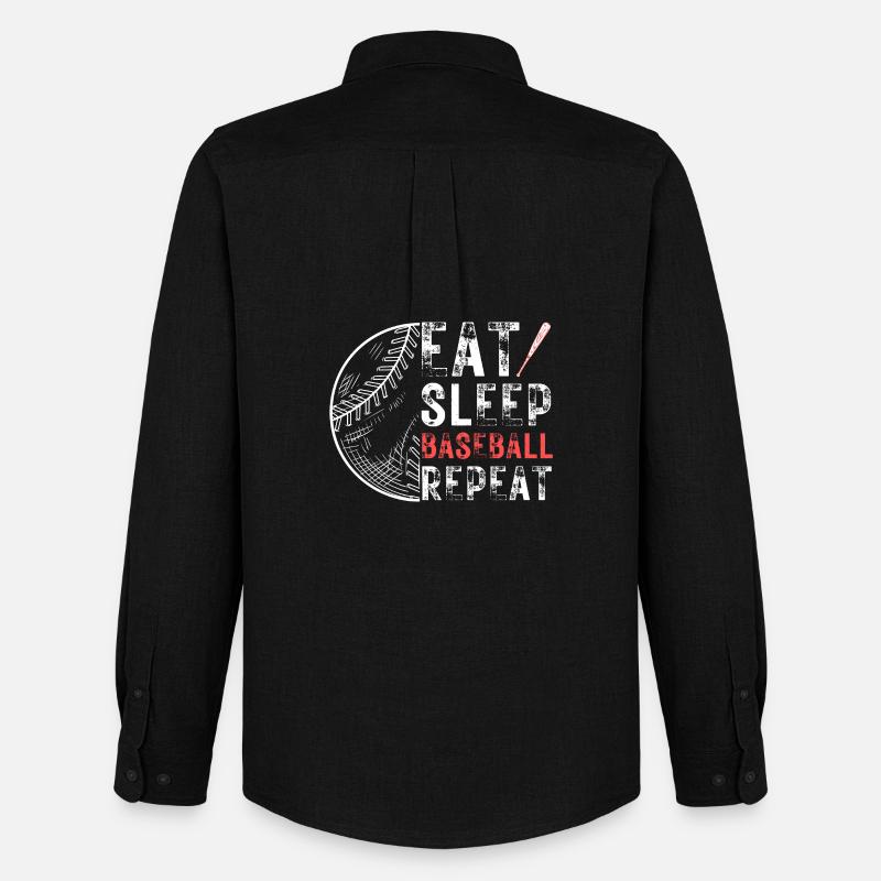 Manger dormir baseball répéter - Chemise Oxford homme Stanley/Stella - noir