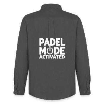 Padel Fashion Bouton d’Alimentation Activé Style Sport - Chemise Oxford homme Stanley/Stella - charbon - Dos - AI Model Male 185 dark (185cm)