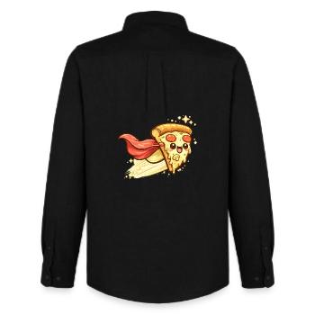 Pizzaheld mit Cape - Männer Oxford Hemd von Stanley/Stella - Schwarz - Hinten - AI Model Male 185 dark (185cm)
