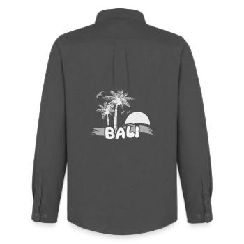 Bali als Urlaub - Männer Oxford Hemd von Stanley/Stella - Anthrazit - Hinten - AI Model Male 185 dark (185cm)