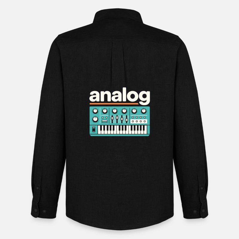 Analoger Synthesizer Retro Music - Männer Oxford Hemd von Stanley/Stella - Schwarz