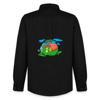 Mushroom front - Men's Oxford Shirt by Stanley/Stella - black - Back - AI Model Male 185 dark (185cm)
