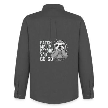 Patch Me Up Cyber Security Sloth - Men's Oxford Shirt by Stanley/Stella - anthracite - Back - AI Model Male 185 dark (185cm)