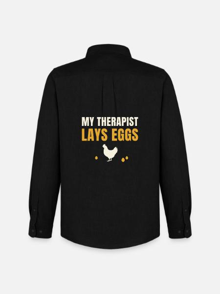 My Therapist Lays Eggs Chicken - Men's Oxford Shirt by Stanley/Stella - black