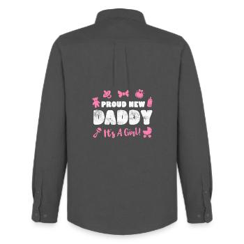 Père Paternité bébé naissance - Chemise Oxford homme Stanley/Stella - charbon - Dos - AI Model Male 185 dark (185cm)