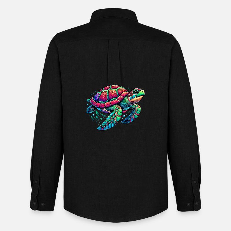 Schildkröte - Männer Oxford Hemd von Stanley/Stella - Schwarz