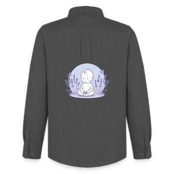 Baby in lavender - Men's Oxford Shirt by Stanley/Stella - anthracite - Back - AI Model Male 185 dark (185cm)