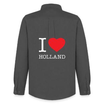 I LOVE HOLLAND - Männer Oxford Hemd von Stanley/Stella - Anthrazit - Hinten - AI Model Male 185 dark (185cm)