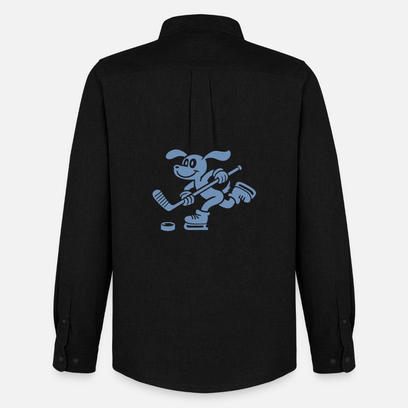 Dackel Eishockey Silhouette Minimalistisch - Männer Oxford Hemd von Stanley/Stella - Schwarz
