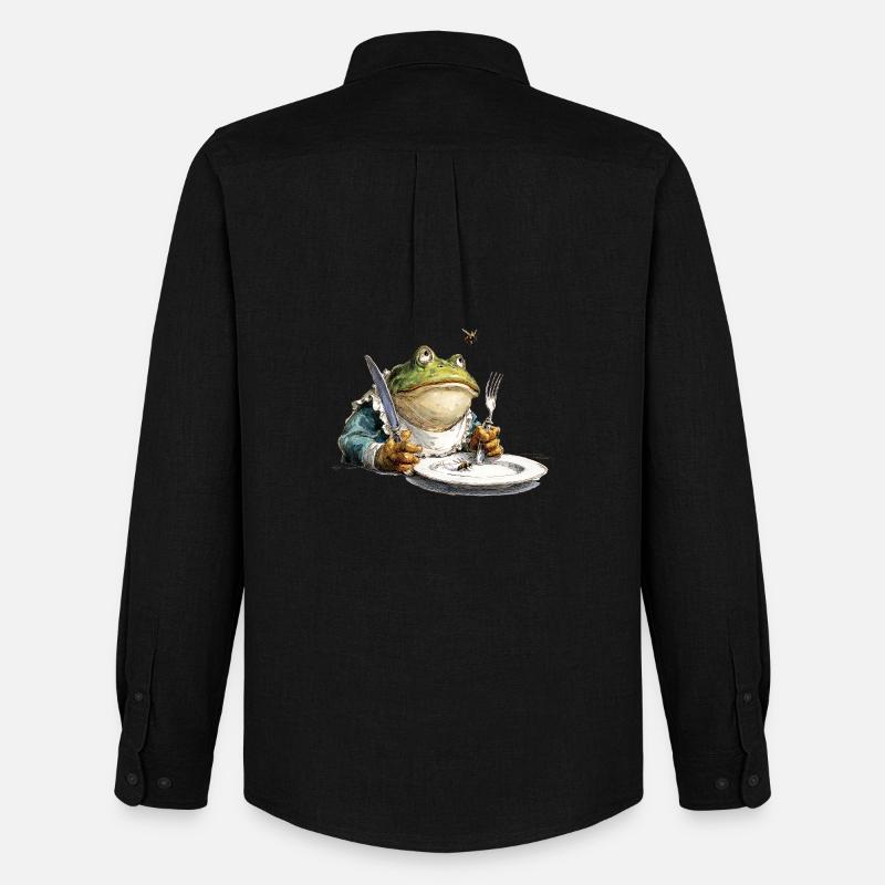 Küchen Frosch mit Teller - Männer Oxford Hemd von Stanley/Stella - Schwarz