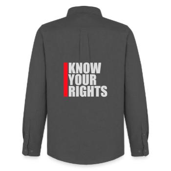 Know Your Rights Activism Justice Freedom - Men's Oxford Shirt by Stanley/Stella - anthracite - Back - AI Model Male 185 dark (185cm)