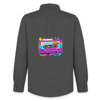 I Love 90s Kassette Grafik - Männer Oxford Hemd von Stanley/Stella - Anthrazit - Hinten - AI Model Male 185 dark (185cm)