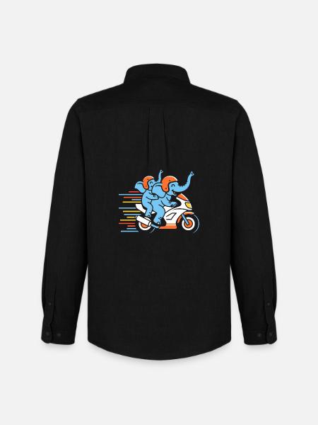 Elephant racing duo on motorcycle - Men's Oxford Shirt by Stanley/Stella - black