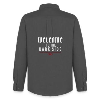 Bienvenue dans le Côté Obscur – Tentation Sombre - Chemise Oxford homme Stanley/Stella - charbon - Dos - AI Model Male 185 dark (185cm)