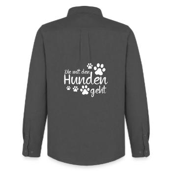 Die mit den Hunden geht - Männer Oxford Hemd von Stanley/Stella - Anthrazit - Hinten - AI Model Male 185 dark (185cm)