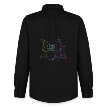 Drumset Sticks Drummer Drums Drummer - Chemise Oxford homme Stanley/Stella - noir - Dos - AI Model Male 185 dark (185cm)