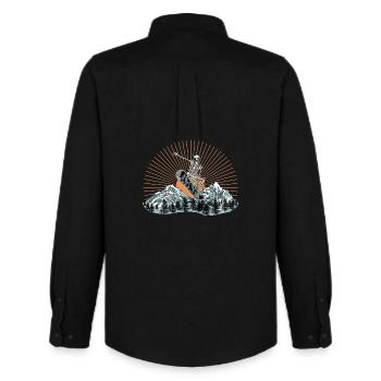 Kallio Surf Skeleton Design - Chemise Oxford homme Stanley/Stella - noir - Dos - AI Model Male 185 dark (185cm)