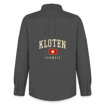 Kloten Switzerland Retro Logo - Men's Oxford Shirt by Stanley/Stella - anthracite - Back - AI Model Male 185 dark (185cm)