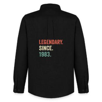 legendär seit 1983 - Männer Oxford Hemd von Stanley/Stella - Schwarz - Hinten - AI Model Male 185 dark (185cm)