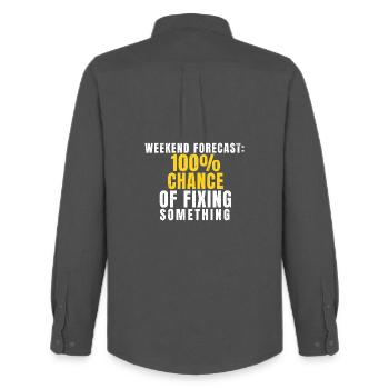 Weekend Forecast  Funny DIY - Men's Oxford Shirt by Stanley/Stella - anthracite - Back - AI Model Male 185 dark (185cm)