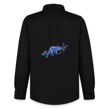 Chat endormi paresseux dans l'arbre - chat paresseux dans l'arbre - Chemise Oxford homme Stanley/Stella - noir - Dos - AI Model Male 185 dark (185cm)